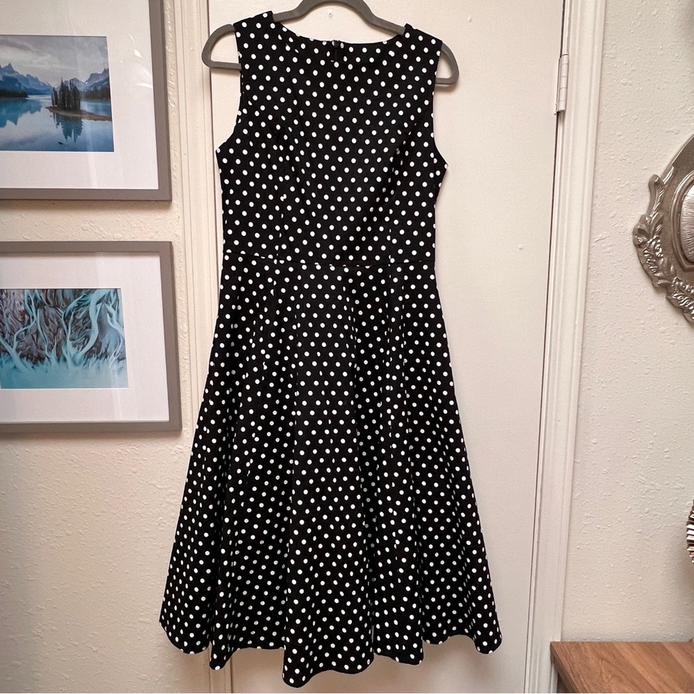 Simple Flavor Polka Dot Fit & Flare Midi Dress - Black & White - Retro Swing